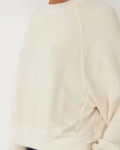 MONROW Softfleece Crop Crew Sweatshirt OFFWHITE Clearance